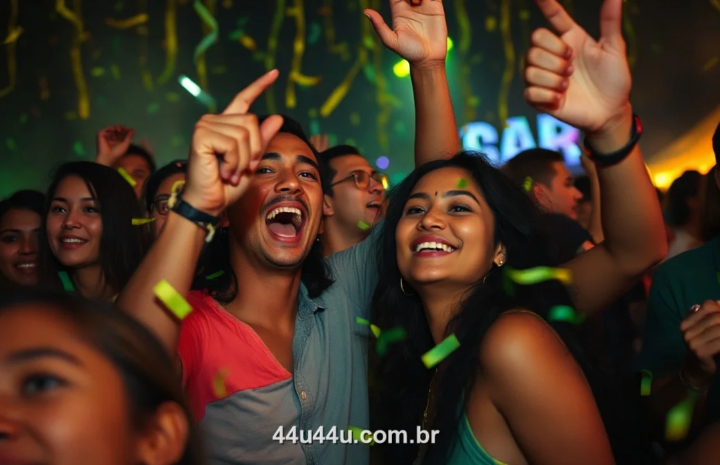 Brasileiros comemorando juntos com o 44U numa festa